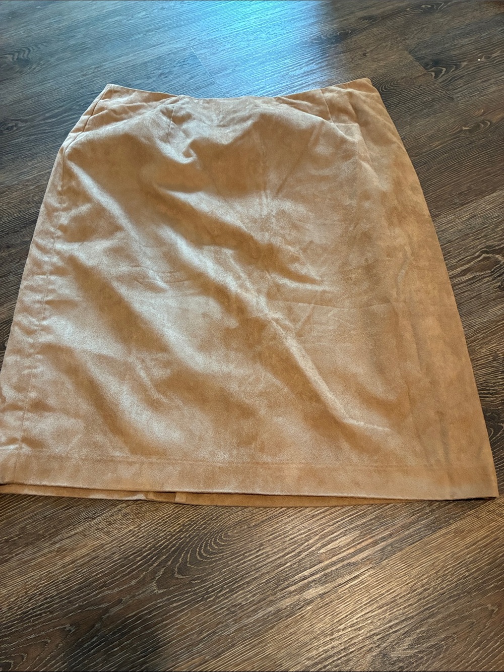 Classic Tan Faux Suede A-Line Skirt
